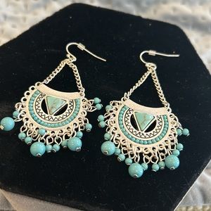 Bohemian Turquoise & Silver Earrings-Boutique